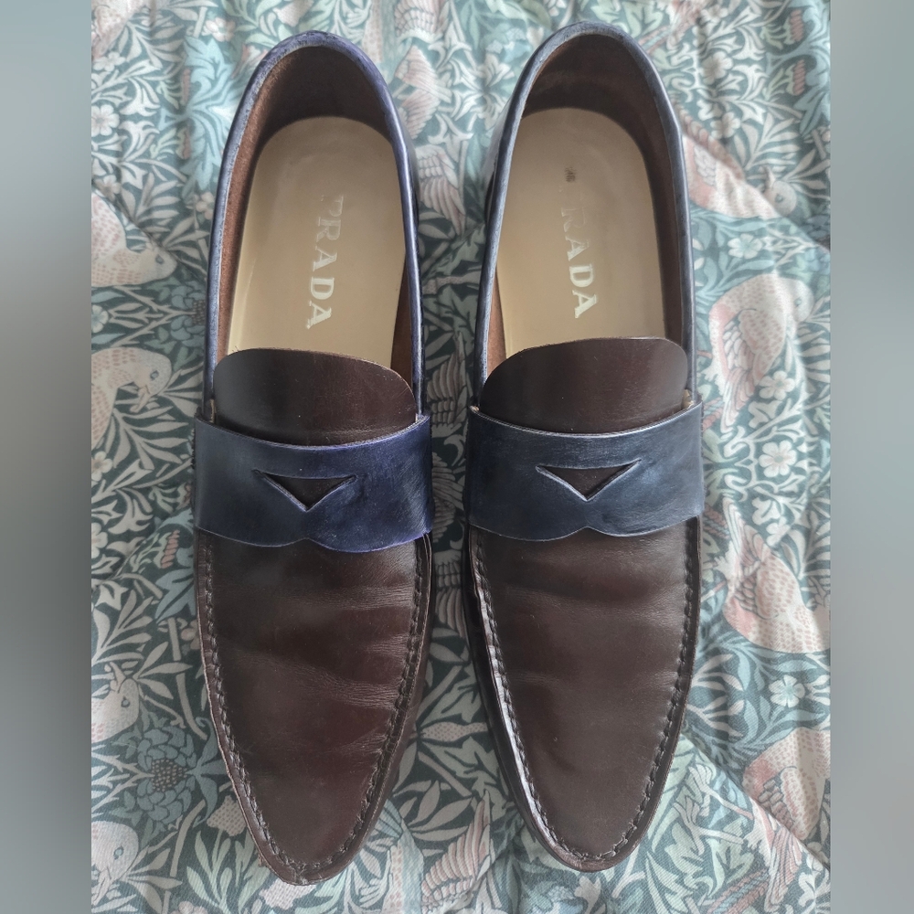 Prada Men's Leather Penny Loafers in Dark Brown